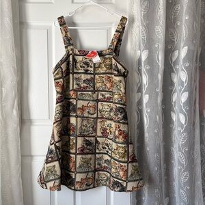 New Cider Cat Lover print tapestry-style mini dress Sundress women size 1XL NWT